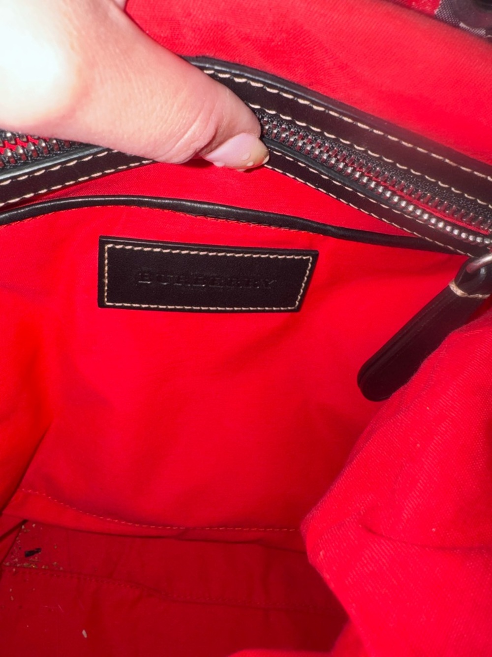 Burberry Red, Tan and Black Graffiti Plaid Backpack - Picture 2 of 4